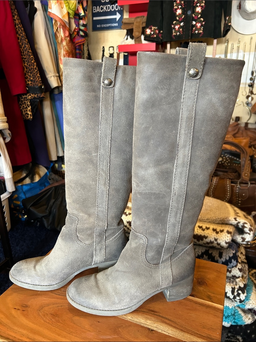 BCBGeneration Gray Suede Knee High Boots